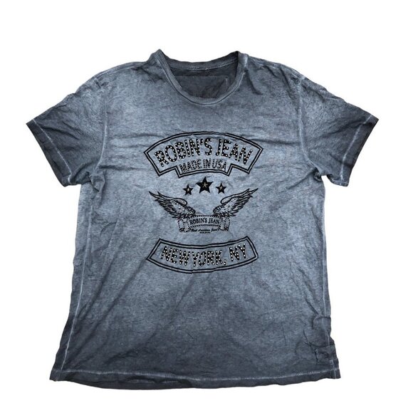 Vintage Robins Jeans Shirt XXL Gray Studded - Picture 2 of 7